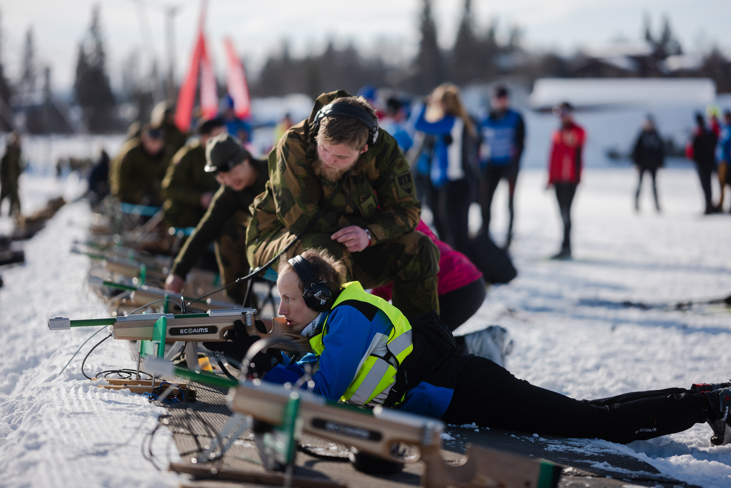 Participant at the biathlon shooting range